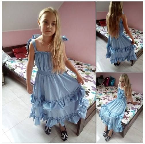 Niebieska sukienka dla dziewczynki z Aliexpress- Aliside.com