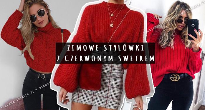 Zimowe stylówki z czerwonym swetrem | DlaNastolatek.pl