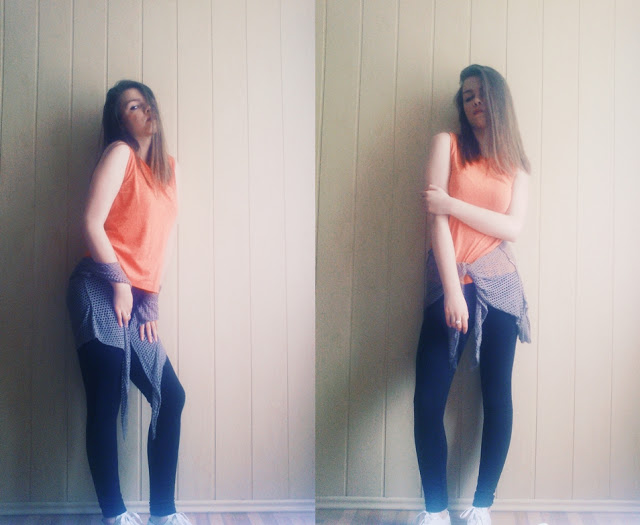 Goood Fashion: Orange Top, Black Leggings and Punched Cape 