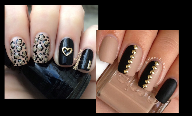 Goood Fashion: Nude nails with black - 20 sweet design for spring