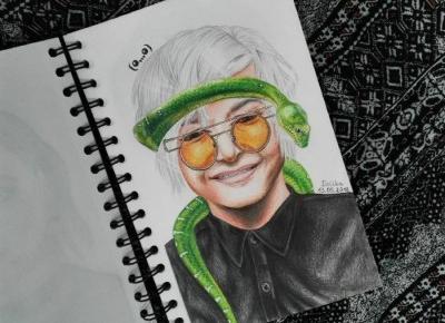 Kamila Piestrzyńska on Instagram: “Kolejny portret ode mnie ;) Tym razem przedstawia producenta muzycznego o ksywce Ghastly 👻 #Ghastly (◕,,,◕) #portrait #art #artist #snake…”