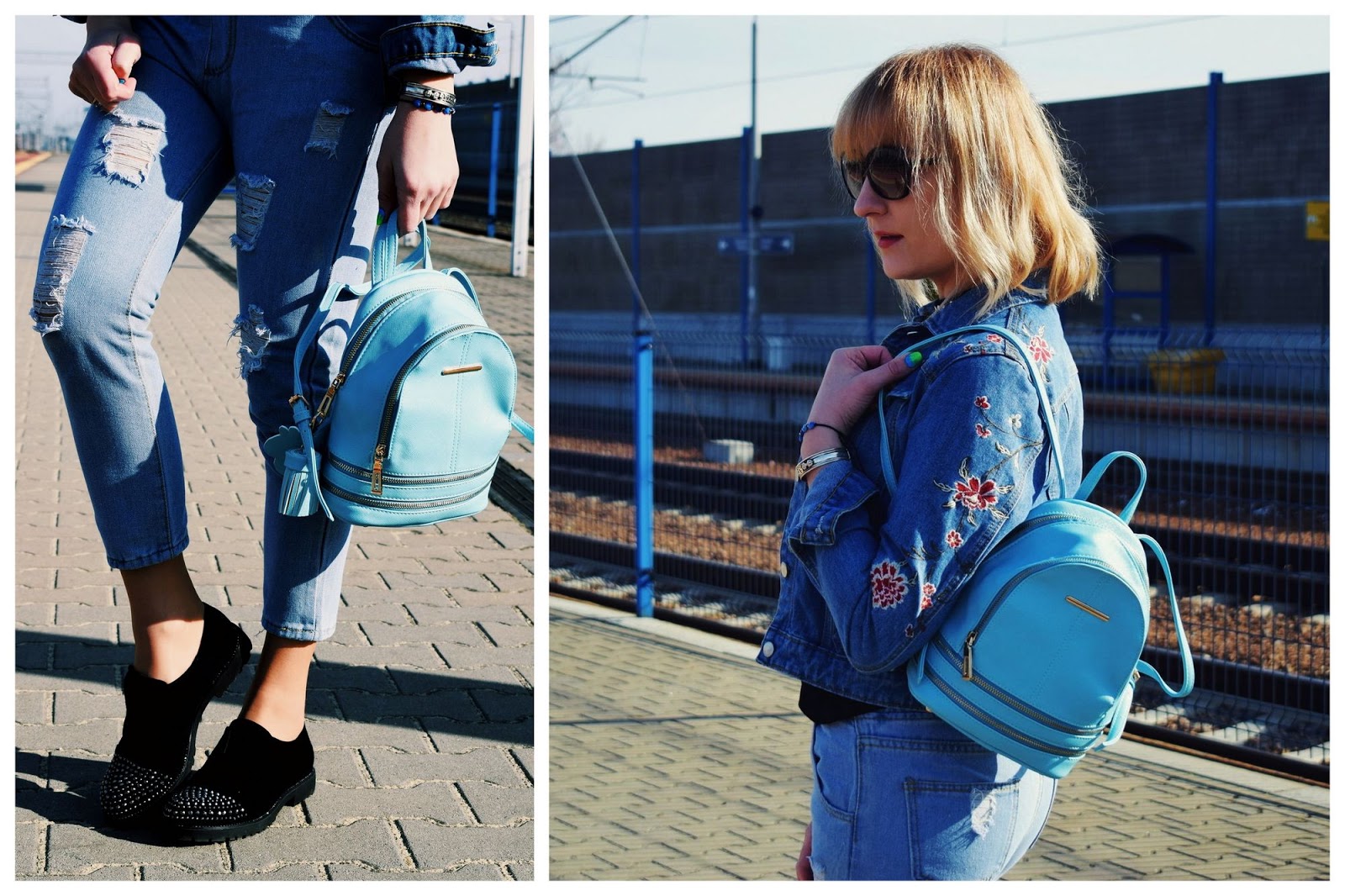 Błękitny plecak i Boyfriend Jeans