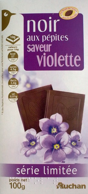 Czekolada z fiołkami Noir Aux Pepites Saveur Violette - Auchan