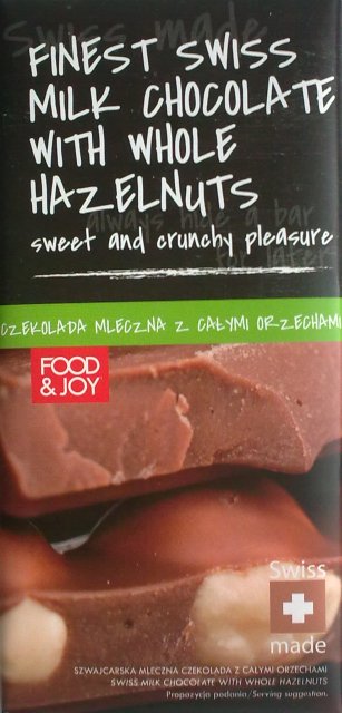 Finest Swis Milk Chocolate With Whole Hazelnuts - Food & Joy