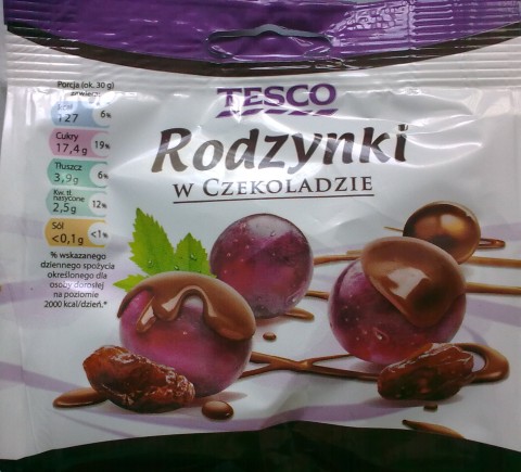 Rodzynki w czekoladzie - Tesco