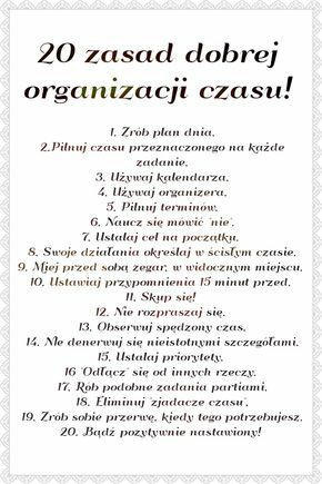 20 zasad dobrej organizacji czasu!