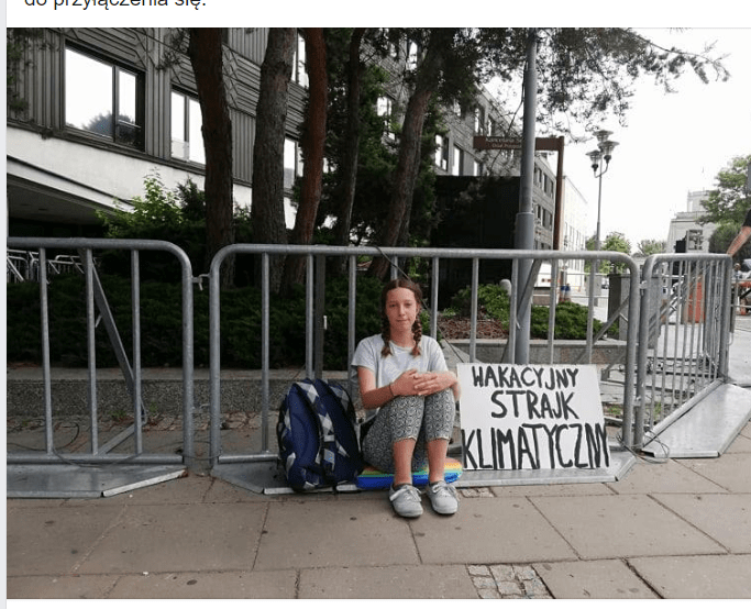 Trzynastolatka protestuje pod Sejmem w sprawie klimatu. Na razie sama