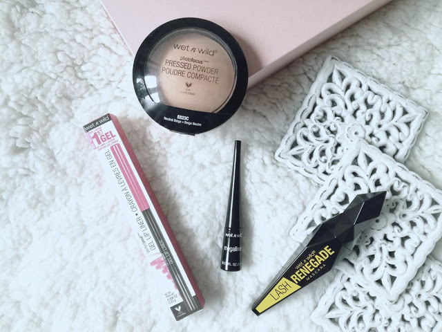 WET N WILD Make Up | Puder Photo Focus, Lash Renegade Mascara, Gel Lip Liner, Liquid Eyeliner - Malinowe C.