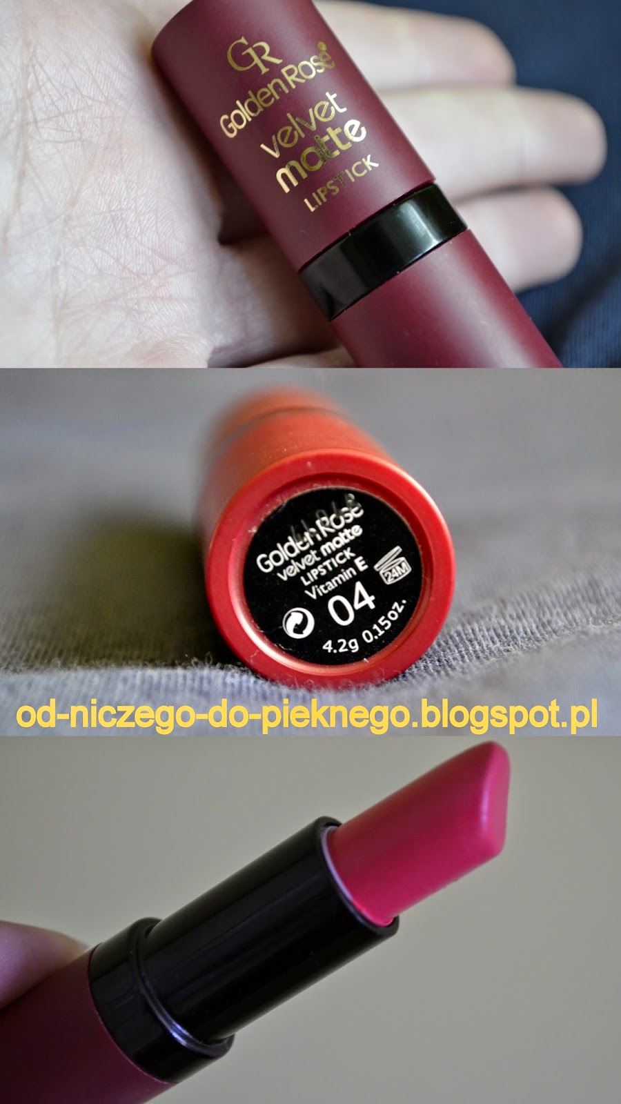                                      Od niczego do pięknego ! : Szminka Golden Rose-Velvet Matte 04 konturówka Golden Rose 