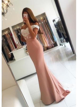 Off-the-shoulder Lace Mermaid Prom Dress --www.27dress.com