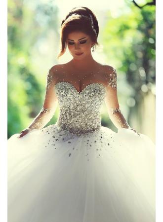 Long Sleeve Crystal Wedding Dress---www.27dress.com