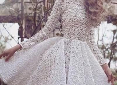 white lace long sleeve short prom dress. www.27dress.com