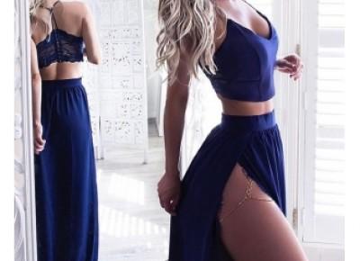 A-Line Spaghetti-Straps Sexy Two-Pieces Side-Slit Prom Dress_2017 Prom Dresses_Prom Dresses_Special Occasion Dresses_High Quality Wedding Dresses, Prom Dresses, Evening Dresses, Bridesmaid Dresses, Ho