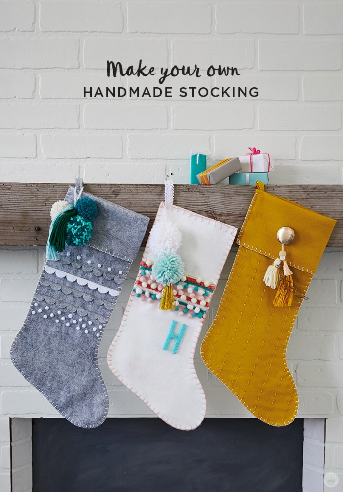 DIY Christmas stockings with felt appliqués and fun embellishments - Think.Make.Share.