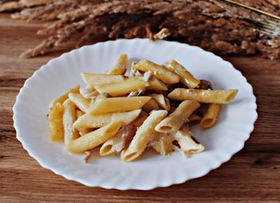 Penne z pieczarkami - Związek na patelni