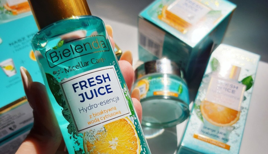 Bielenda - Fresh Juice, Hydro-esencja do twarzy, Nawilżająca, Z bioaktywną wodą cytrusową, Sok z pomarańczy i kwas hialuronowy.