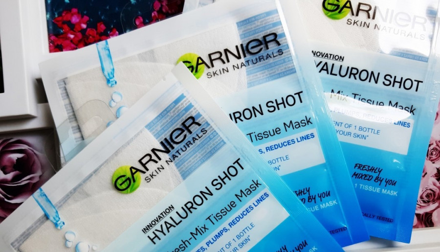 Garnier - Skin Active, Maska do twarzy w płacie, Hyaluron Shot, Fresh-Mix Tissue Mask, Hyaluronic Acid.