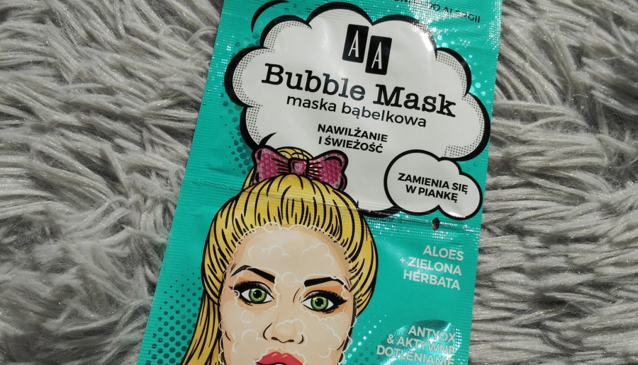 AA - Bubble Mask, Maska bąbelkowa do twarzy, Nawilżenie i świeżość, Aloes i zielona herbata.