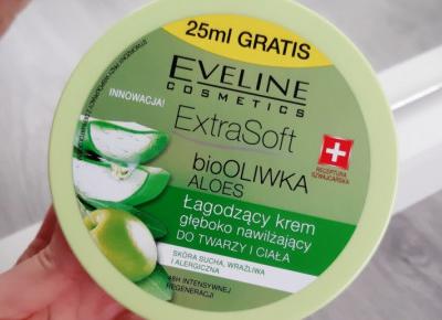 Eveline - Extra Soft, Łagodzący krem do twarzy i ciała głęboko nawilżający, bio oliwka i aloes.