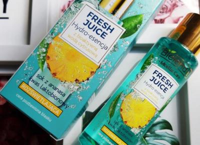 Bielenda - Fresh Juice, Hydro-esencja do twarzy, Rozświetlająca, z bioaktywną wodą cytrusową, sok z ananasa i kwas laktobionowy.