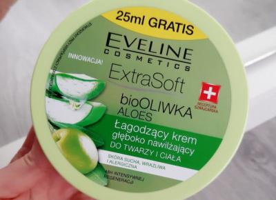 Eveline - Extra Soft, Łagodzący krem do twarzy i ciała głęboko nawilżający, bio oliwka i aloes.