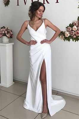 Einfache Abendkleider Ruckenfrei | Elegantes Weises Kleid Lang | Babyonlinewholesale