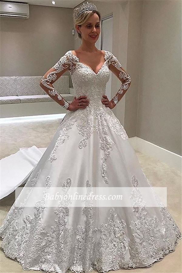 Designer Brautkleider Mit Ärmel | Spitze Hochzeitskleid A Linie_A-Linie Brautkleider_Brautkleider_Brautkleider,Abiballkleider,Abendkleider