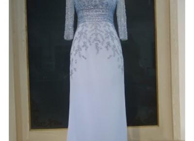 Elegante Abendkleider mit Ärmel Blau Chiffon Bodenlang Abiballkleider Abendmoden