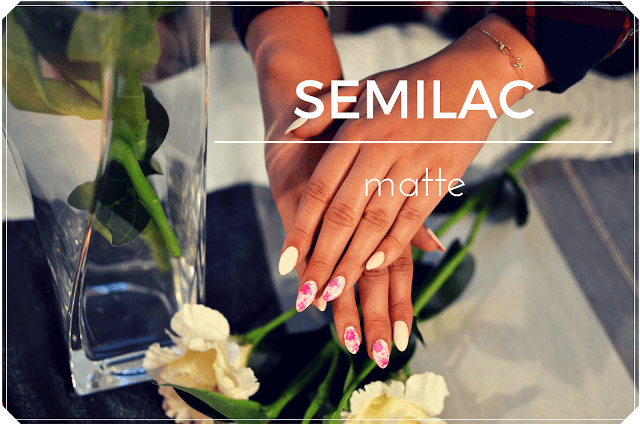 Semilac zdobienie hybrydowe - matowy róż oraz kwiaty | Bette Fashion
