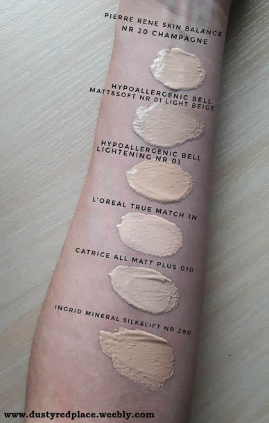 Podkład L'Oreal True Match 1N + porównanie z innymi - Dusty Red Place