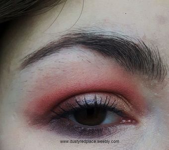 Makijażowe eksperymenty - róż jako cień i 3 pomadki - Dusty Red Place