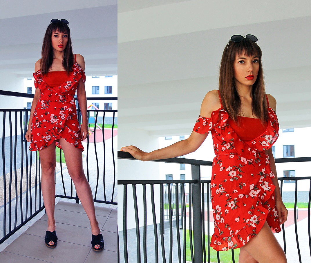 Jointy&Croissanty: ruffle wrap red dress