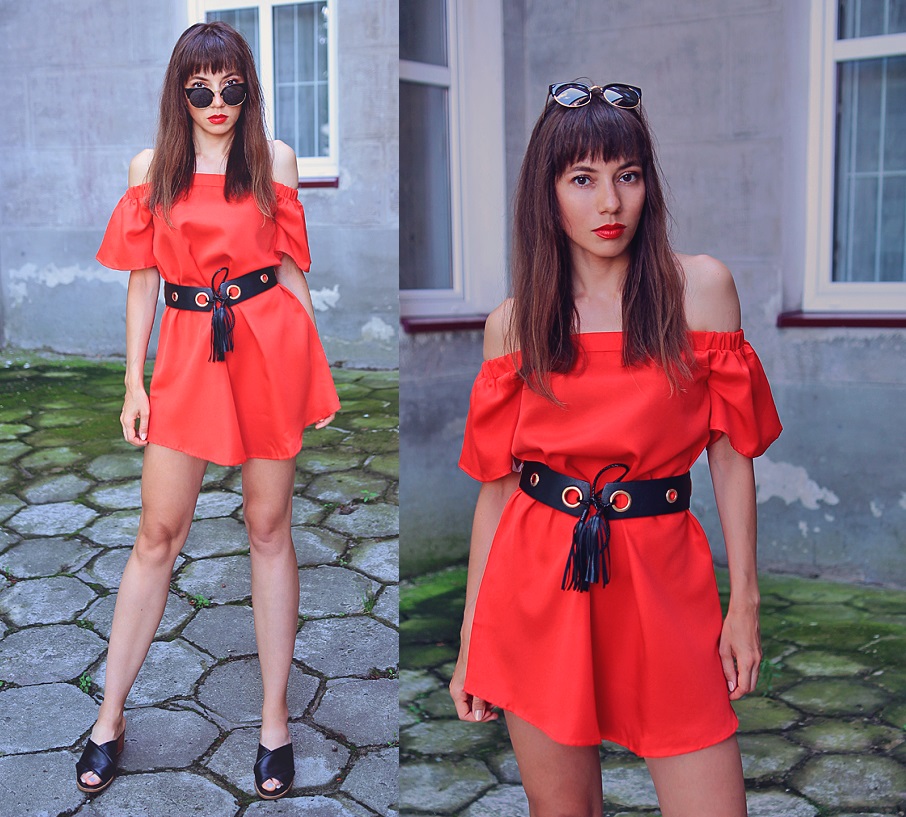 Jointy&Croissanty: red off shoulder dress
