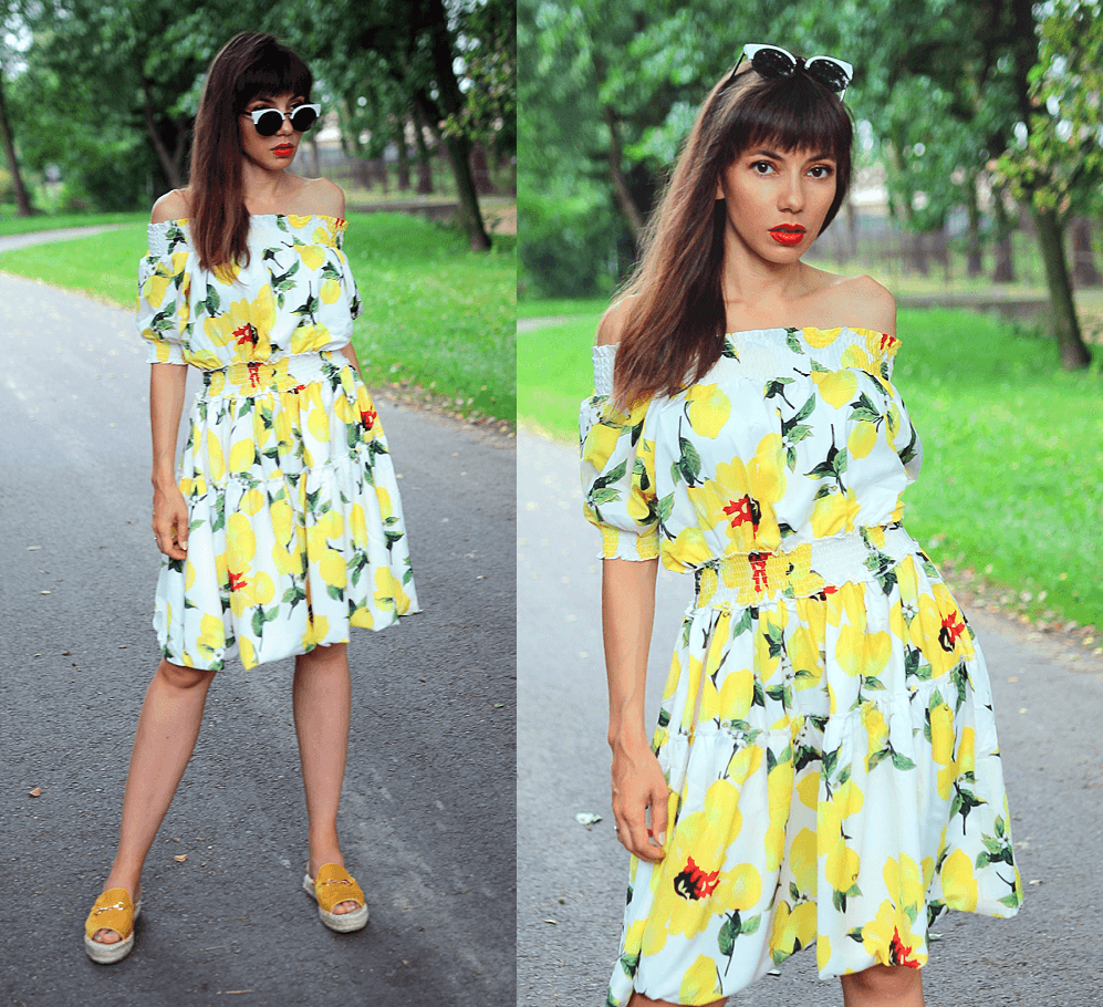 Jointy&Croissanty: off the shoulder lemon dress