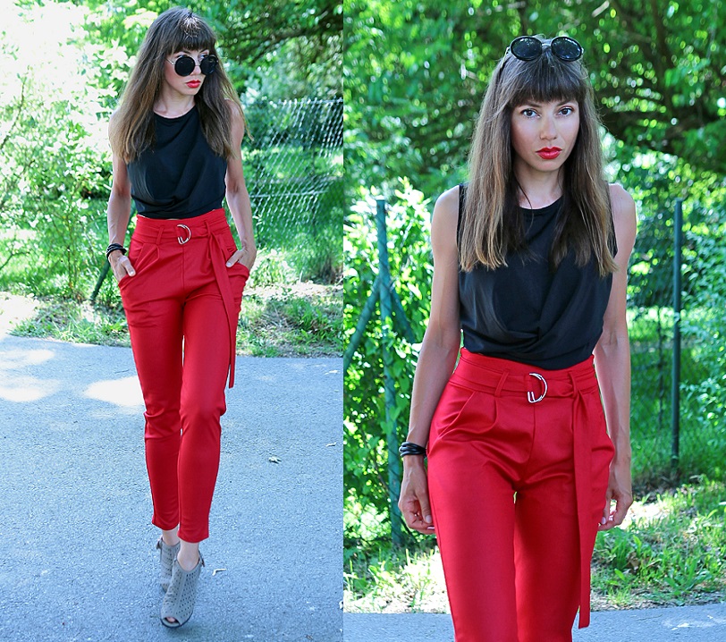 Jointy&Croissanty;: red paperbag trousers
