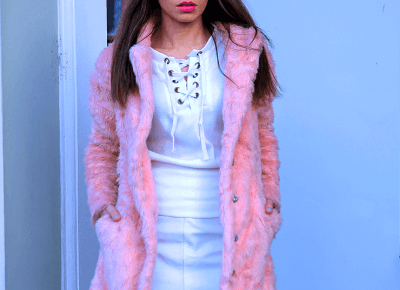 Jointy&Croissanty: pastel faux fur and lace up top