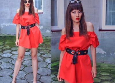 Jointy&Croissanty: red off shoulder dress