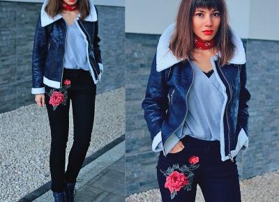 Jointy&Croissanty: navy shearling jacket and embroidered jeans