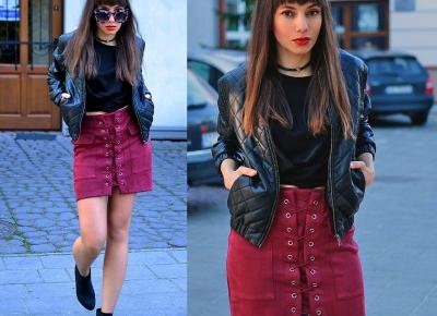 Jointy&Croissanty: burgundy lace up skirt