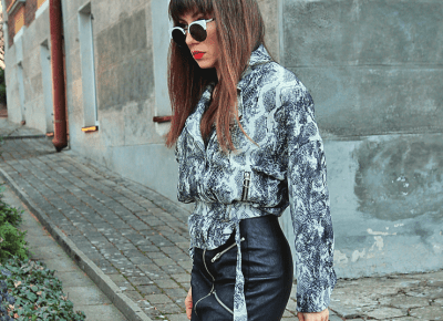 Jointy&Croissanty;: snake print biker jacket