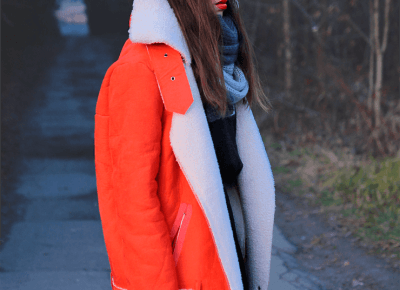 Jointy&Croissanty: faux sheepskin jacket and pleated skirt