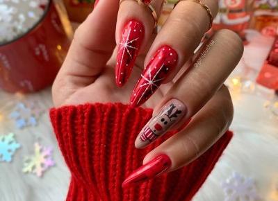 Zimowy manicure hybrydowy - inspiracja ❤️🦌