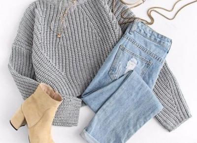 Grey sweater & jeans