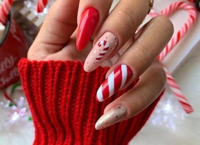 Świąteczny manicure hybrydowy - inspiracja ❤️