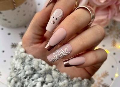 Zimowy manicure hybrydowy - inspiracja 🦌