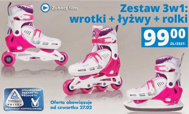 Zestaw 3w1: wrotki + łyżwy + rolki z Biedronki