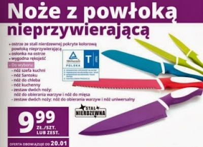 Noże z powłoką nieprzywierającą z Biedronki