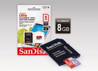 Karta Micro SDHC SanDisk 8 GB klasa 10 z Biedronki