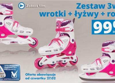 Zestaw 3w1: wrotki + łyżwy + rolki z Biedronki