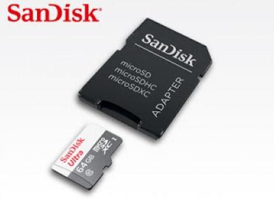 SanDisk karta pamięci MicroSD Ultra 64 GB 48 MB/s C10 + adapter z Biedronki